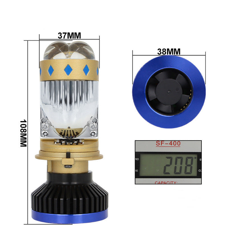 全新迷你透镜灯泡 T8 H4 LED 灯泡 150W,7000K,52800LM(Luxlight 头灯豪华),2 件