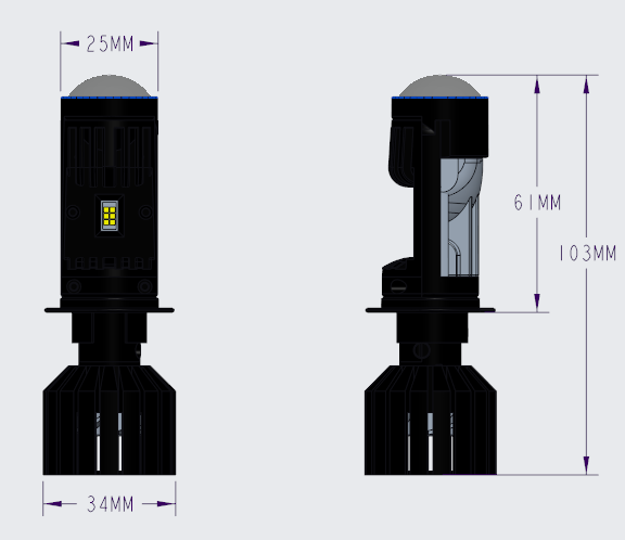 Y10 Pro LED Mini Lens, (Y10 Upgrade, Glossy) White 6000k, 20000LM, LED Lens, 2pcs