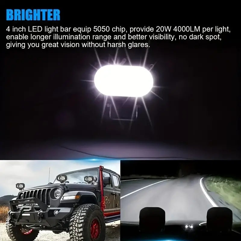 Car LED Spotlight, 12V24V Truck, Medium Network Fog Light, Double Lens Spotlight Small Steel Cannon, Laser High Beam/Low Beam, White/Yellow Light, 2 pcs