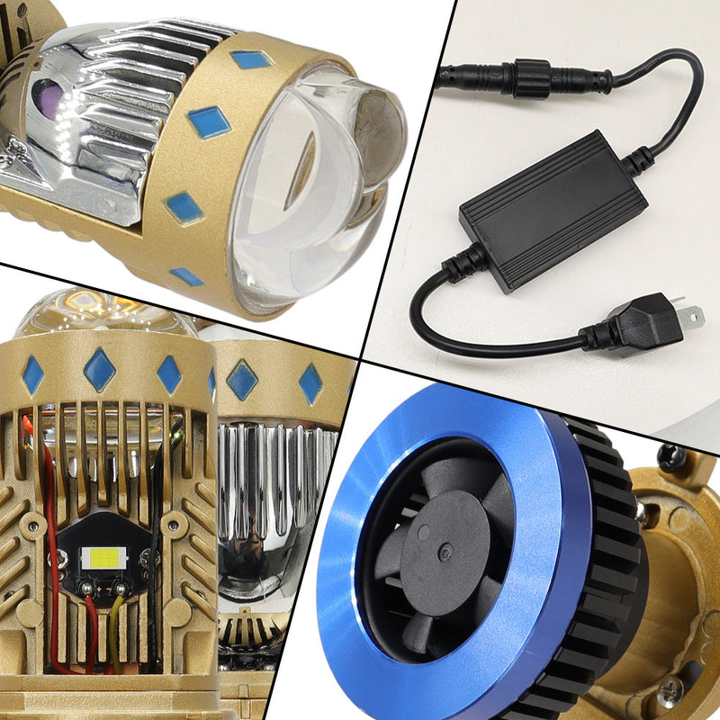 全新迷你透镜灯泡 T8 H4 LED 灯泡 150W,7000K,52800LM(Luxlight 头灯豪华),2 件