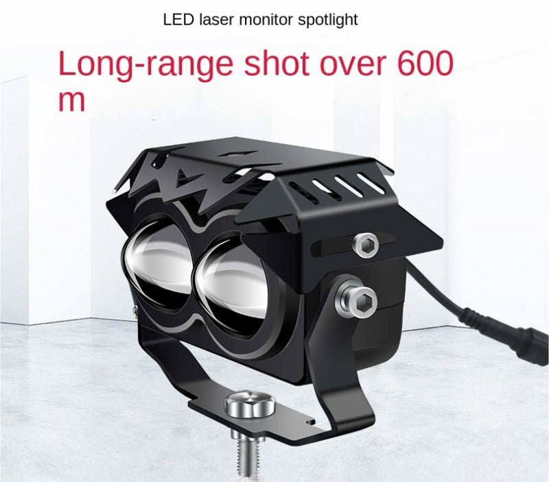 Car LED Spotlight, 12V24V Truck, Medium Network Fog Light, Double Lens Spotlight Small Steel Cannon, Laser High Beam/Low Beam, White/Yellow Light, 2 pcs