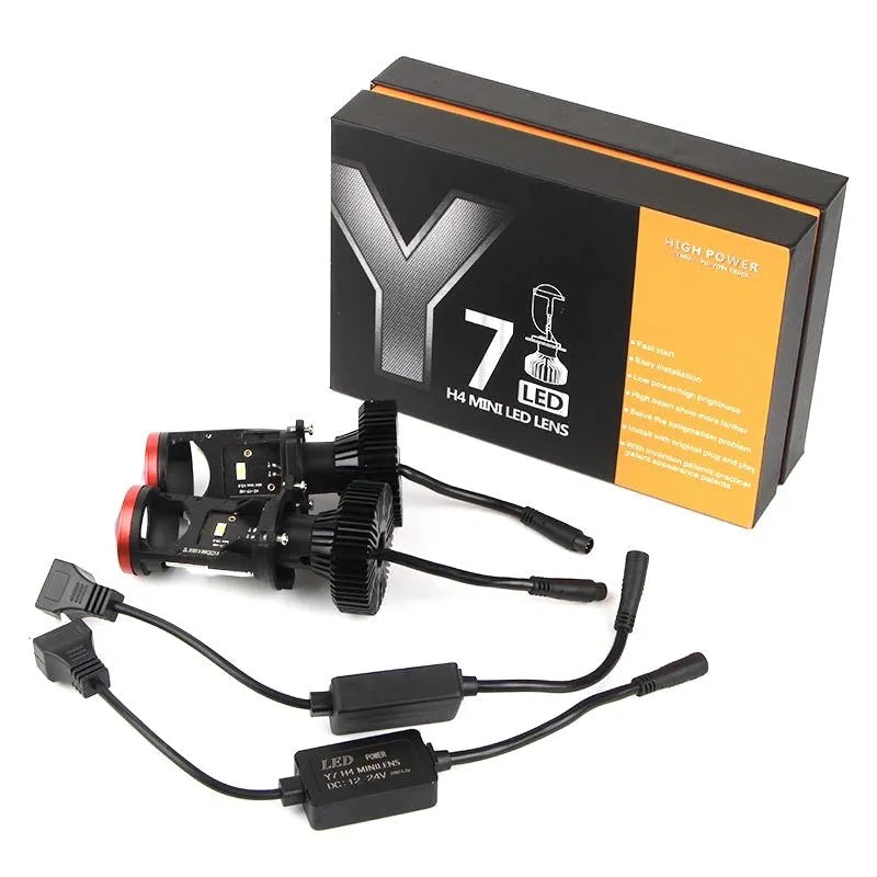 Car Bulb Lulxight Y7 H4 LED Mini Lens H4 P43T-38 Far/Near 6500K White (2pcs)