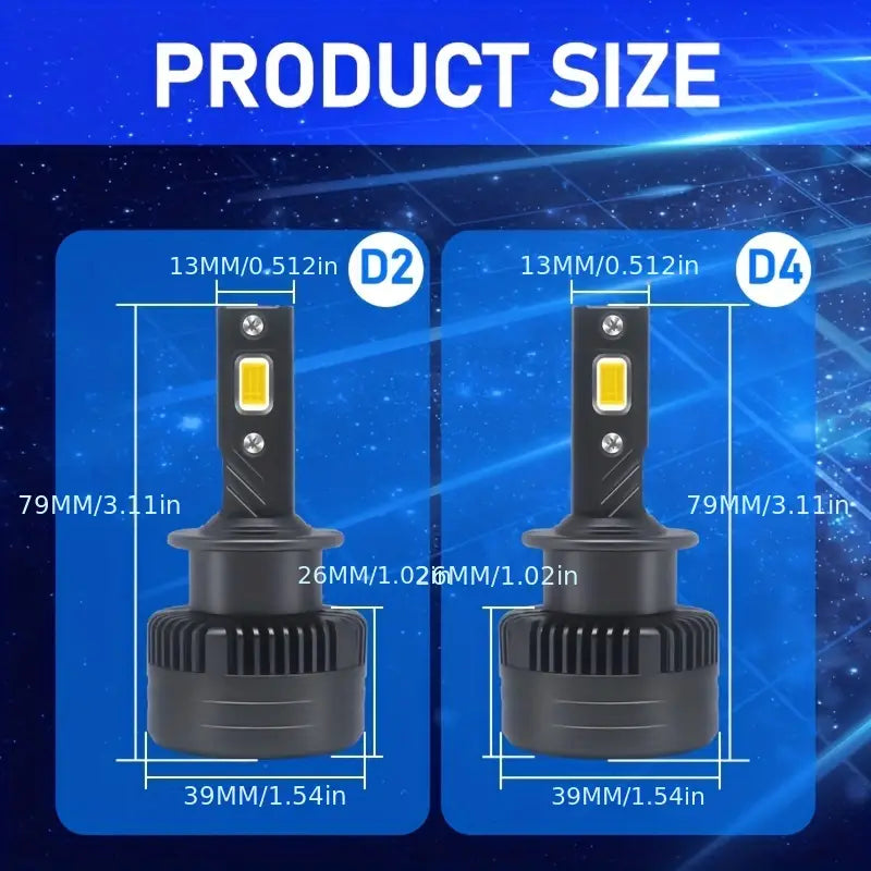 最新 LED 头灯灯泡 Luxlight 氙气灯 LED 头灯 D1S D2S D4S D5S D8S D1R D2R D3R Turbo LED 35000LM 双面 3570 芯片 6000K 即插即用,2 件