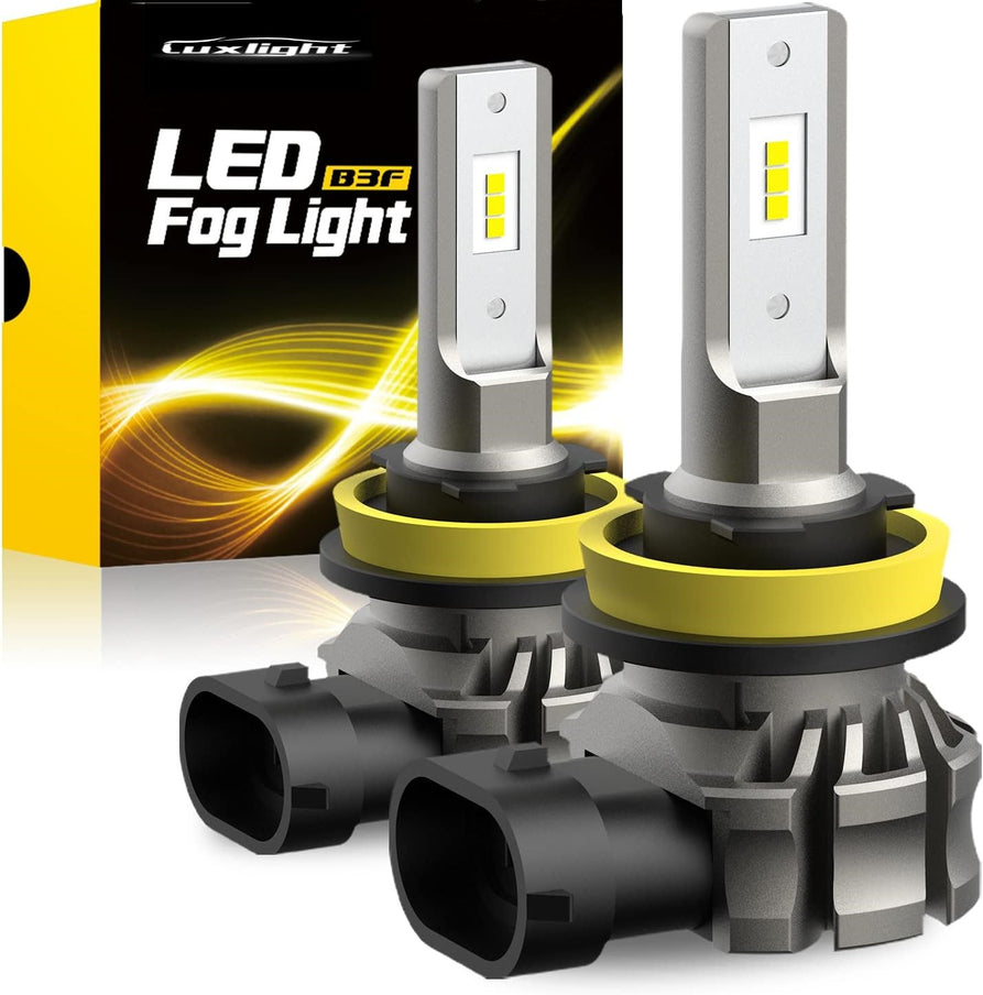 LUXLIGHT H11/H8/H16 LED Fog Light Bulbs or DRL, 6000 Lumens 6500K Cool White Light, 300% Brightness, CSP LED Chips Fog Lamps Replacement for Cars, Play and Plug (Pack of 2)