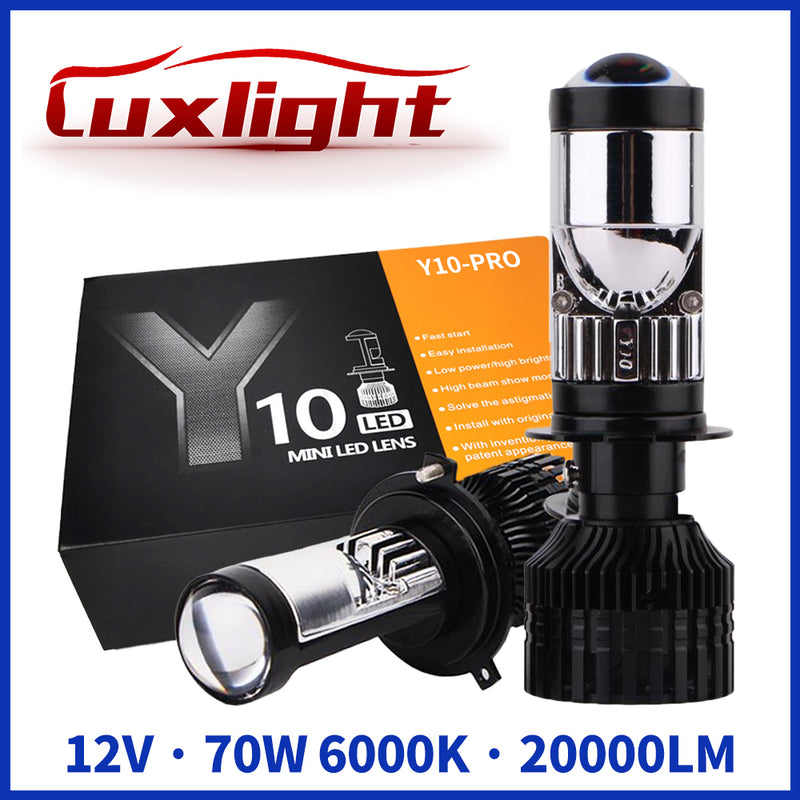 Y10 Pro LED Mini Lens, (Y10 Upgrade, Glossy) White 6000k, 20000LM, LED Lens, 2pcs