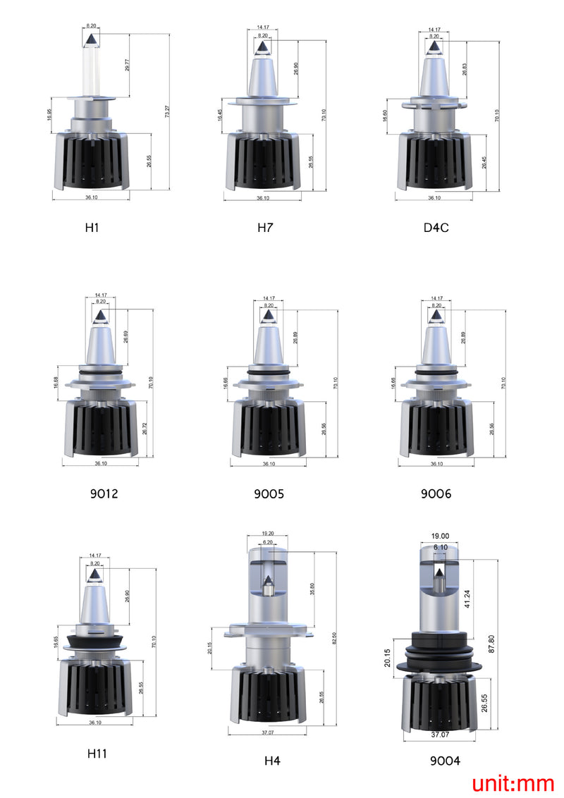 New R10 LED car headlights, 360 degree luminescence, laser shadowless lamp lens bulb, high power, high brightness