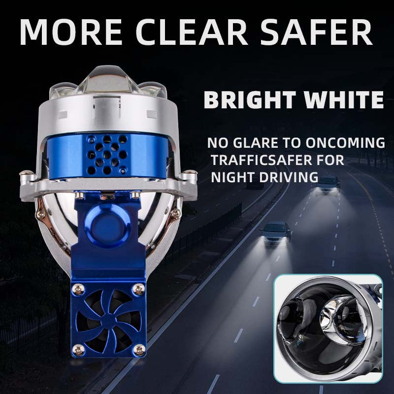 The new car headlights, dual direct laser headlights, 3-inch LED laser lens, high power 105W, far and near integration,2Pcs