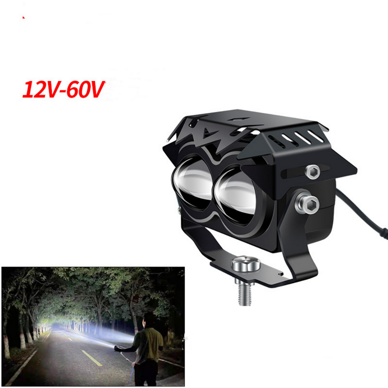 Car LED Spotlight, 12V24V Truck, Medium Network Fog Light, Double Lens Spotlight Small Steel Cannon, Laser High Beam/Low Beam, White/Yellow Light, 2 pcs