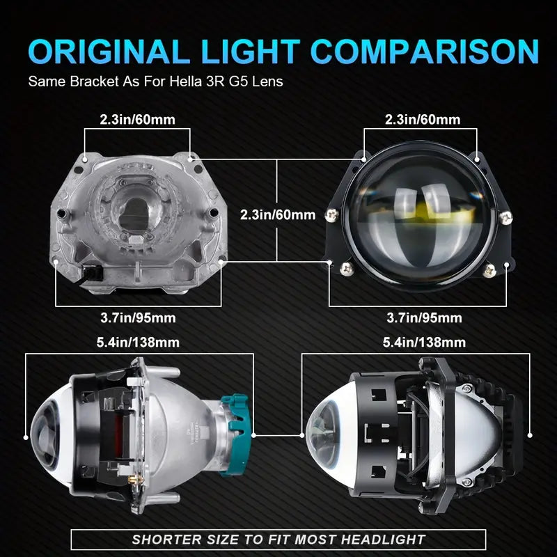LED 双焦点透镜汽车头灯 6500K 3 英寸双 LED 投影仪透镜双曲面造型配件改装头灯灯 2 件(含税)