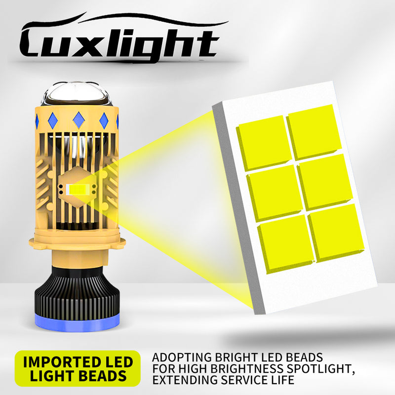 全新迷你透镜灯泡 T8 H4 LED 灯泡 150W,7000K,52800LM(Luxlight 头灯豪华),2 件