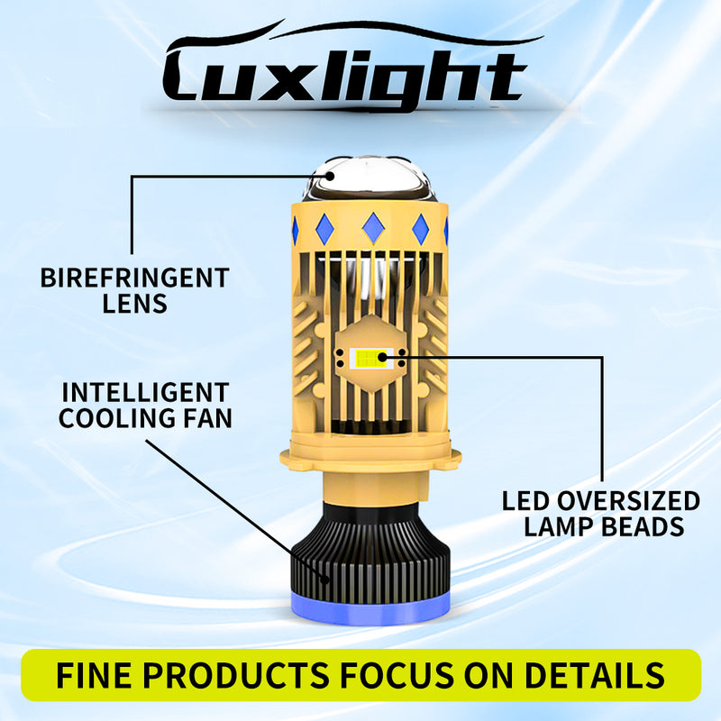 全新迷你透镜灯泡 T8 H4 LED 灯泡 150W,7000K,52800LM(Luxlight 头灯豪华),2 件