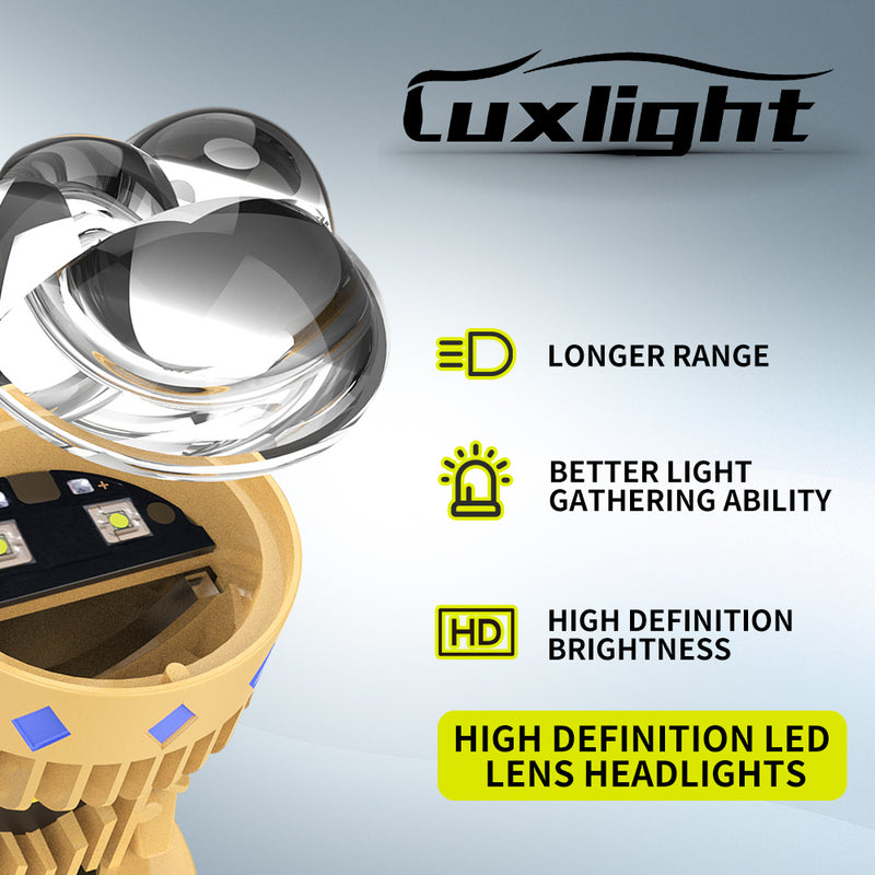 全新迷你透镜灯泡 T8 H4 LED 灯泡 150W,7000K,52800LM(Luxlight 头灯豪华),2 件