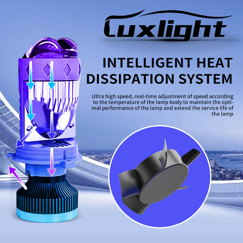 全新迷你透镜灯泡 T8 H4 LED 灯泡 150W,7000K,52800LM(Luxlight 头灯豪华),2 件