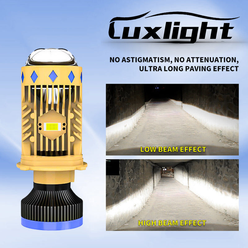 全新迷你透镜灯泡 T8 H4 LED 灯泡 150W,7000K,52800LM(Luxlight 头灯豪华),2 件